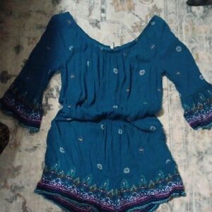 🤠Mudd Teal Floral Romper Size Small